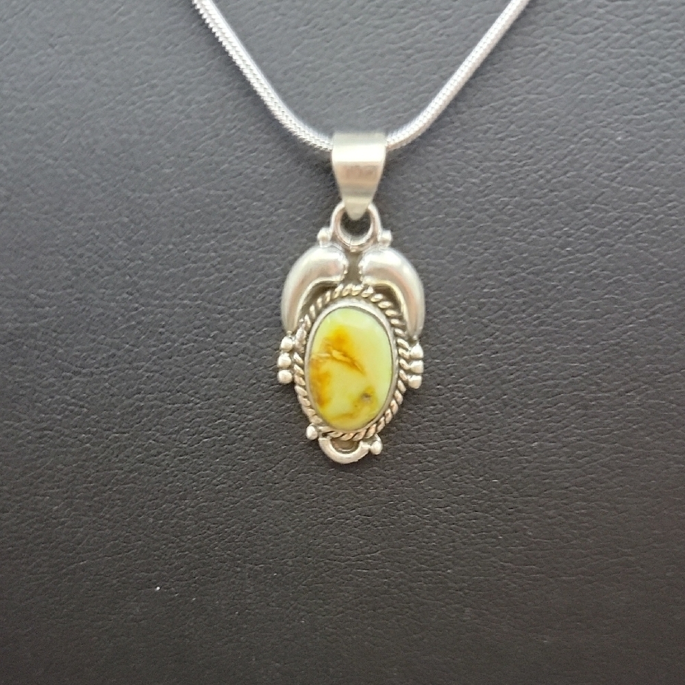 Sterling Silver Palamino Turquoise Pendant Necklace Oval Cabochon Southwestern